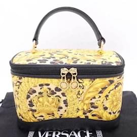 Versace-Bolsa de mão Gianni Versace Vanity Bag-Preto,Bege,Dourado