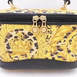 Versace-Gianni Versace Handbag Vanity Bag-Black,Beige,Golden