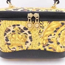 Versace-Bolsa de mão Gianni Versace Vanity Bag-Preto,Bege,Dourado