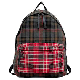 Givenchy Gray Red Checked Backpack Brown Red