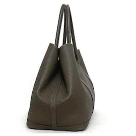Hermès-Sac Tote PM Hermes Garden en cuir beige gris-Beige