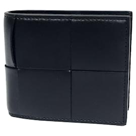 Bottega Veneta-Bottega Veneta Black Leather Bi-Fold Wallet-Black