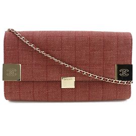 Sac à épaule en toile de coton rouge Chanel Rouge