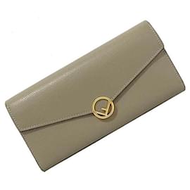 Fendi-Fendi Bi-Fold Long Wallet-Beige,Golden