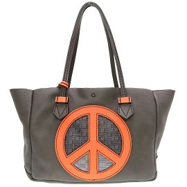 Bolsa tote de couro Peacemark MM Moreau Paris Vincennes Marrom Laranja
