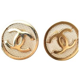 Chanel Gold Circle Motif Stud Earrings Golden
