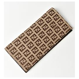 Fendi-Fendi Zucca Long Wallet-Brown,Beige