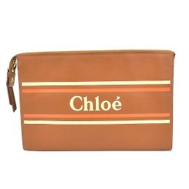 Braune Leder-Clutch von Chloé Braun