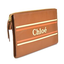 Chloé-Pochette en cuir marron Chloé-Marron