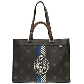 Sac à main en cuir Ulysse petit modèle Berluti Marron Noir