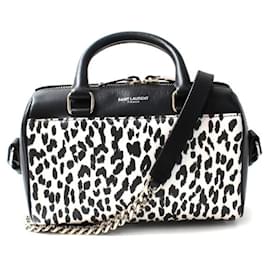Saint Laurent-Saint Laurent YSL 2WAY Chain Shoulder Bag Toy Duffle-Black,White