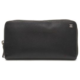 Chanel Coco Mark Round Long Wallet Black