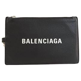 Balenciaga-Pochette en cuir noir Balenciaga-Noir