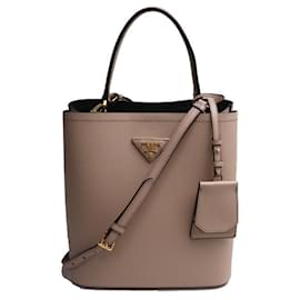 Prada-Prada Saffiano Pannier 2Way Shoulder Bag-Beige