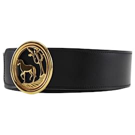 Hermès-Hermes Women's Belt in Black Calfskin-Black