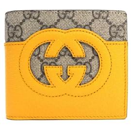 Gucci-Gucci Bifold Wallet in Brown and Yellow-Brown,Yellow