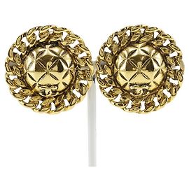 Pendientes de clip de oro vintage Matelassé de Chanel Dorado