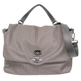 Zanellato Wave Pattern Postina Handbag Brown Black White