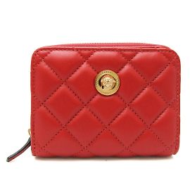 Billetera bifold de napa acolchada Medusa de Versace Roja