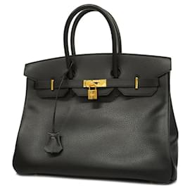 Hermès-Hermes Handbag Birkin 35 in Black Ardennes Leather-Black