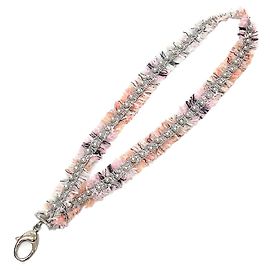 CHANEL Colar de tweed com pérolas B17S Rosa Rosa