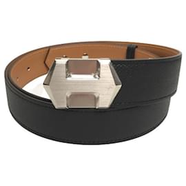 Hermès-Hermes Vaux Epson Leather Belt-Black