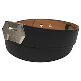 Hermès-Hermes Vaux Epson Leather Belt-Black