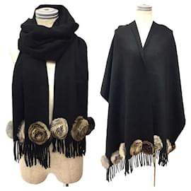Fendi-Fendi Cashmere Fur Stole-Black