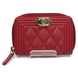 Chanel Boy Card Case in Red Leather Red