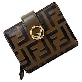 Fendi-Fendi Zucca Bi-Fold Wallet-Brown,Black