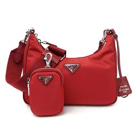 Borsa a Spalla Prada Re Edition Tessuto Rosso