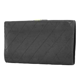 Chanel-Chanel Bicolor Leather Bi-Fold Wallet-Black