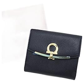 Salvatore Ferragamo-Salvatore Ferragamo Gancini Bifold Wallet-Navy blue