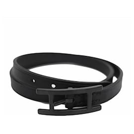 Hermès-Hermes Black Leather Charm Bracelet-Black