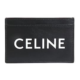 Céline-Celine Leather Card Case in Black and White-Black,White