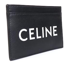 Céline-Celine Leather Card Case in Black and White-Black,White