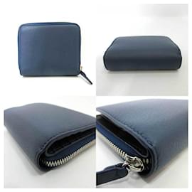 Balenciaga-Balenciaga Blue Leather Bi-Fold Wallet-Blue