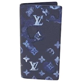 Louis Vuitton-Louis Vuitton Portefeuille Brazza NM Watercolor Monogram Blue-Blue