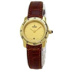 Fendi-Fendi 860L Gold Plated Leather Wristwatch-Other