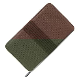 Hermès-Hermes Dark Brown Canvas Long Wallet-Dark brown