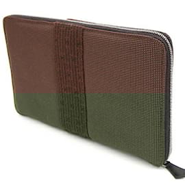 Hermès-Hermes Dark Brown Canvas Long Wallet-Dark brown