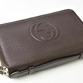 Gucci-Gucci Soho Dark Brown Leather Long Wallet-Dark brown