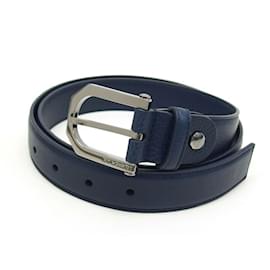 Bulgari-Bvlgari Navy Leather Belt-Navy blue