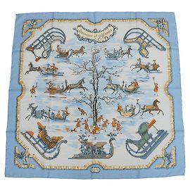 Hermès Sciarpa Hermes Carre 90 Traineaux e Glifsades Blu Chiaro Blu chiaro