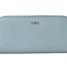 Tod's-Tod's Light Blue Leather Long Wallet-Light blue
