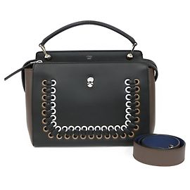 Fendi Dotcom Black Leather Shoulder Bag Black