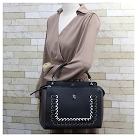 Fendi-Fendi Dotcom Black Leather Shoulder Bag-Black