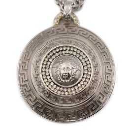 Collier en métal Versace avec pendentif Méduse en strass Autre