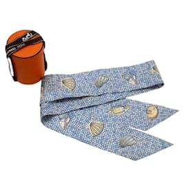 Hermès-Hermes Blue Silk Scarf-Blue