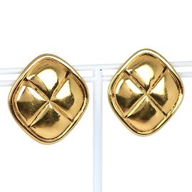 Brincos de losango banhados a ouro vintage Chanel Dourado